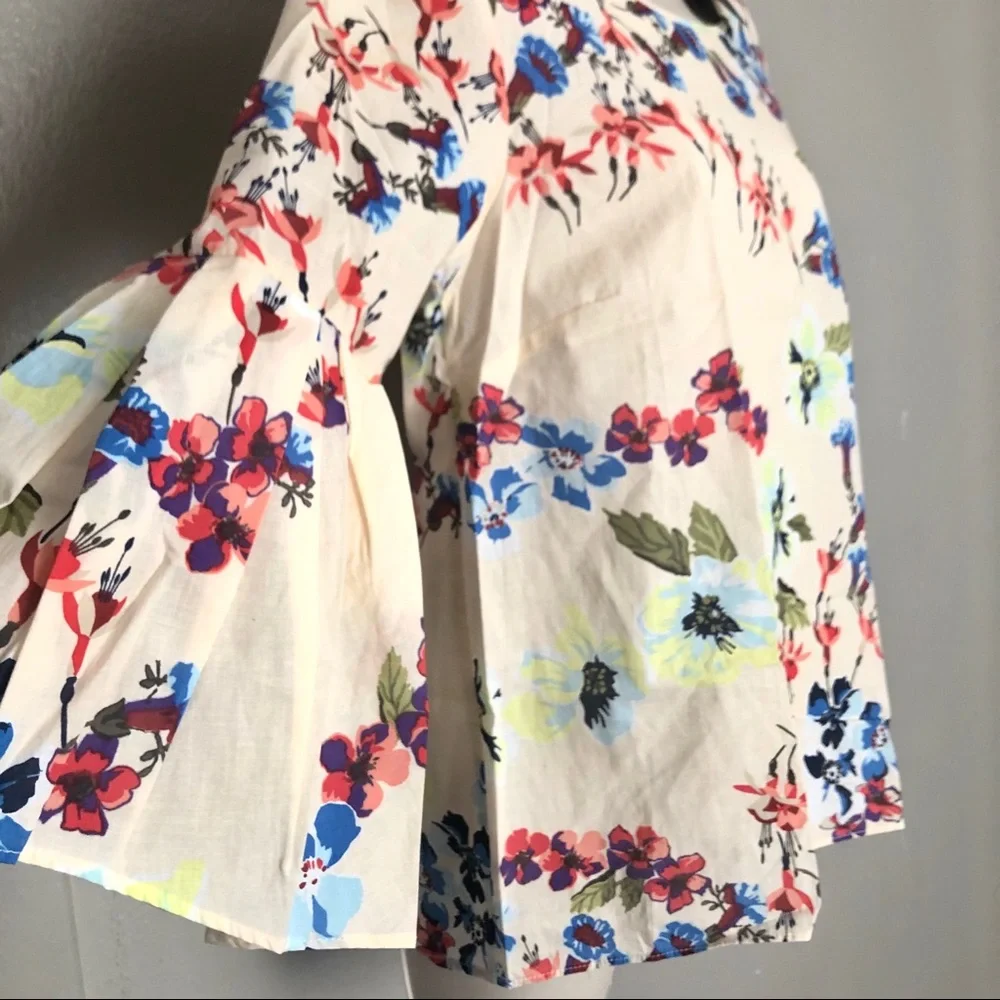 Floral Cream Yellow Bell Sleeve Top - Picture 8 of 9
